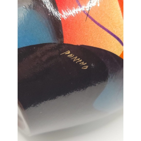 Latin American Folk Art Pottery Vase, Hand Painted Signed By Artist - Picture 3 of 7